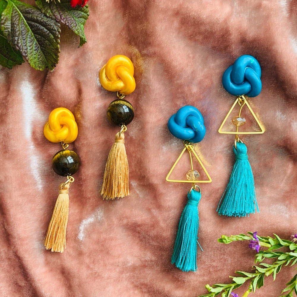 Tassel Knots collection Tigers Eye and Spiritual Triangle Perfect for gift ideas